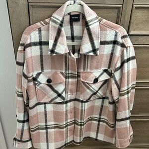 Vero Moda Pink and White Plaid Utility Jacket